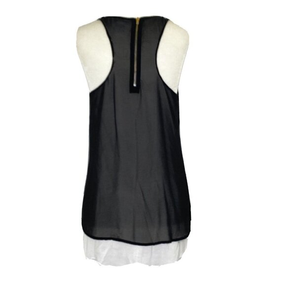 Bar III Women's size Medium 2 Layer High Low Tank Top Racer Back Zip Black White - Picture 3 of 7